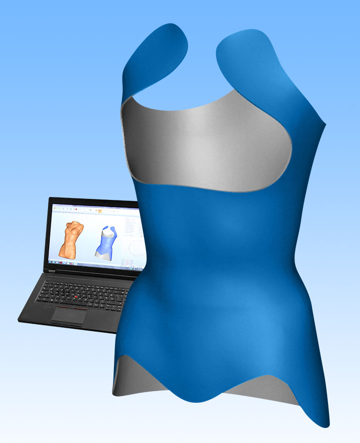 Fertig modelliertes 3D-Modell nach Körperscan und computerunterstützter Konstruktion